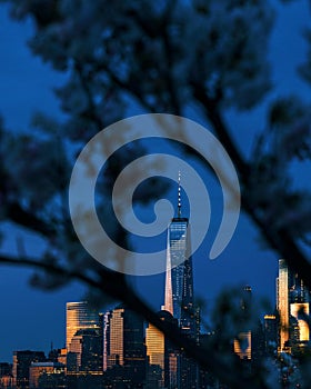 New York City skyline at dusk