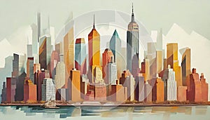 New York City skyline illustration. ai generated