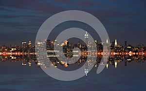 New York city skyline at night