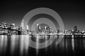 New York City skyline by night. Manhattan view.