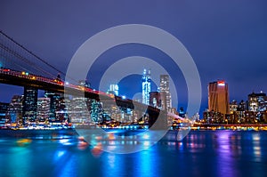 NewYork City skyline at Night, New York City, USA