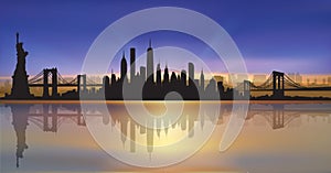 New York City Skyline Night Vector