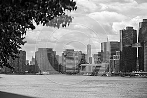 The New York City Skyline and One World Trade Center in Black and White