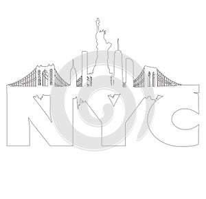 New York City skyline outline vector