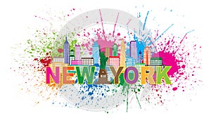 New York City Skyline Paint Splatter Illustration