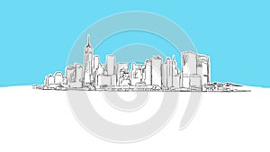 New York City Skyline Panorama Vector Sketch