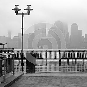 New York City skyline on a rainy day