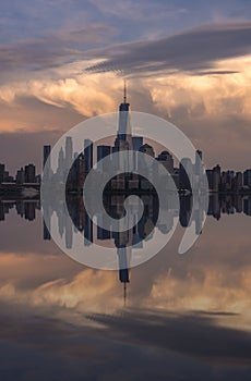 New York City skyline reflection