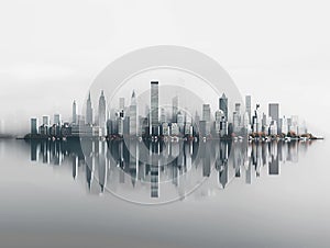 New York City skyline with reflection on the water