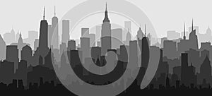 New York City skyline silhouette isolated on white background