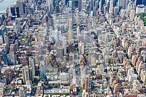 New York City skyline skyscraper of Manhattan real estate aerial view in the United States