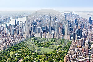 New York City skyline skyscraper of Manhattan real estate with Central Park aerial view in the United States