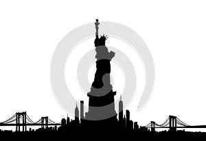 New York City skyline Statue of liberty Vector