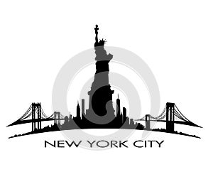 New York City skyline Statue of Liberty vector