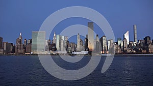 New York City skyline with urban skyscrapers at sunset 2019