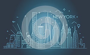 New York city skyline, vector illustration, flat design