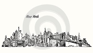 New York city skyline vector illustration sketch