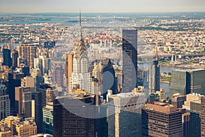 New York City skyscrapers street aerial view