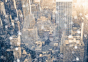 New York City Snowy Buildings