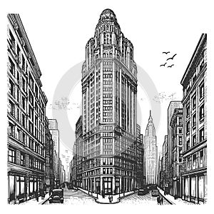 New York City Street and Architecture vector