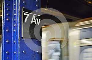 New York City Subway Sign 7th Avenue MTA Platform Rapid Transit