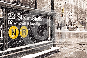 New York city Subway Snowy Day