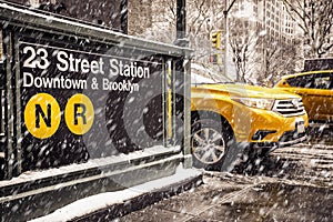 New York City Subway Taxi Snow
