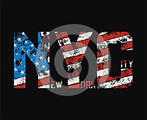New York City t-shirt and apparel design with grunge effect.