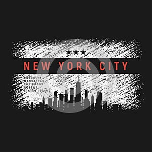 New York City t-shirt and apparel grunge style design with city