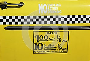 New York City taxi rates decal. This rate was in effect from April 1980 till July 1984.