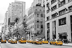 New York City Taxi Streets USA Big Apple Skyline american flag black white yellow