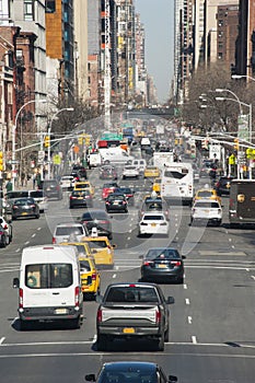 New York City traffic heading uptown