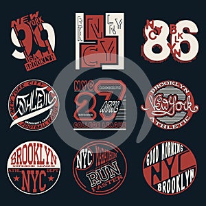 New York City Typography Graphics logo set,