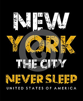 New York City typography slogan, for apparels and t-shirt print graphics, Emblem, vectors photo