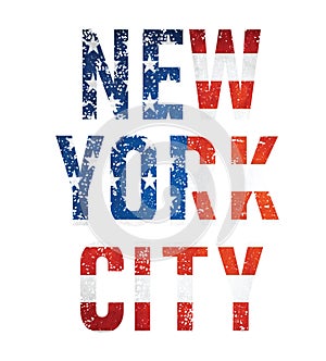 New York City typography, t-shirt graphics, grunge typography for T-Shirt design.