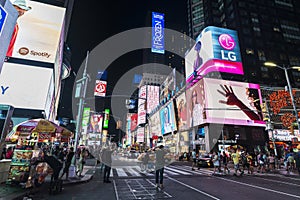 Times Square at night in New York City, USA
