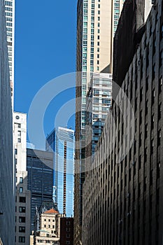 New York City / USA - JUN 25 2018: Skyscraper in the Wall Street