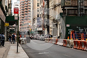 New York City / USA - JUN 27 2018: TriBeCa streets, and building