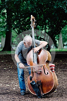 Man playing cello in Central Park in New York