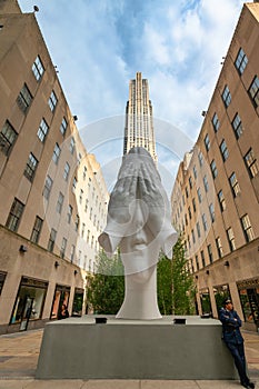 New York City, Rockefeller Plaza, Picture of Frieze Sculpture. Behind the Walls.