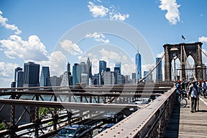 New York City USA Skyline view from Brooklyn Bridge 3
