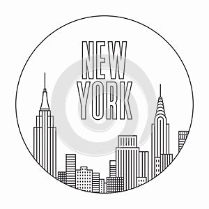 New York city, vector outline illustration