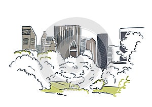 New York city vector sketch landscape line illustration skyline