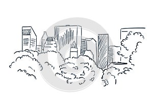 New York city vector sketch landscape line illustration skyline