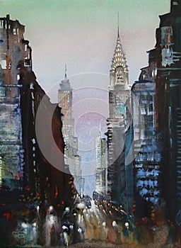 New York City Watercolor Painting