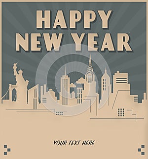 New York City New Year`s Invitation Art Deco Style