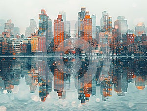 New York Cityscape with Central Park in winter