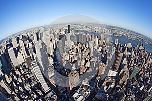 New York cityscape with fisheye