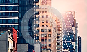 New York cityscape at sunset, USA