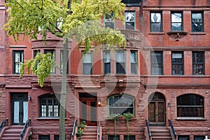 New York with classic brownstone buildings